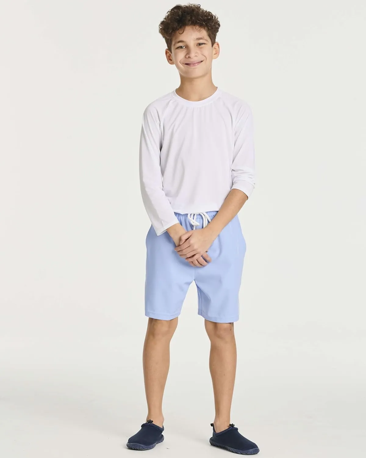 Real Essentials 3 Pack: Boys' 2 in 1 Swim Trunks with Compression Boxer Liner Stretch Beach Board Shorts Quick Dry (Age 4-18)