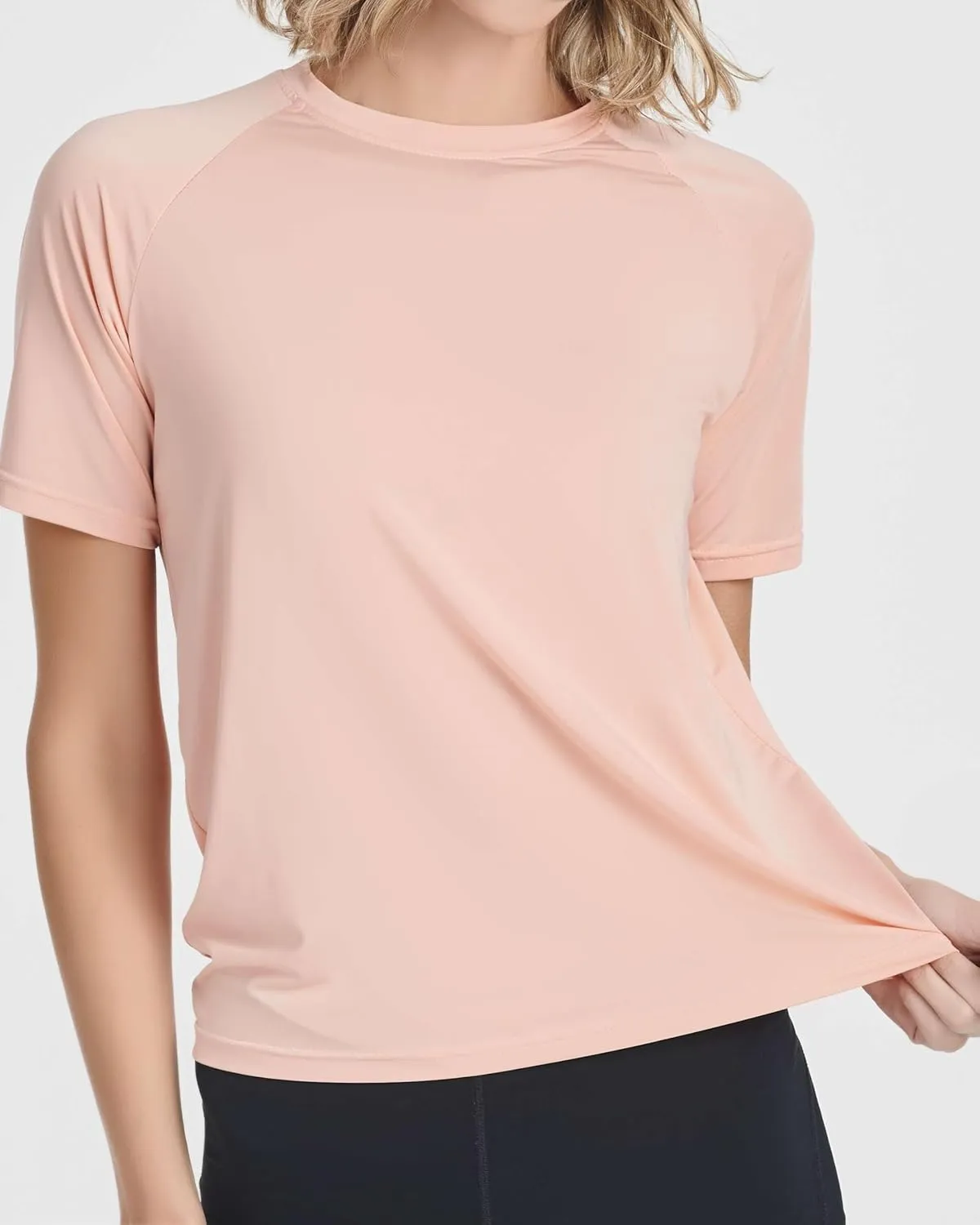 Real Essentials 4 Pack: Women's UPF Short Sleeved Active Rashguard & UV Sun Protection Swimsuit Top (Availabe in Plus Size)