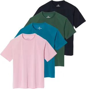 Real Essentials 4 Pack: Women's UPF Short Sleeved Active Rashguard & UV Sun Protection Swimsuit Top (Availabe in Plus Size)