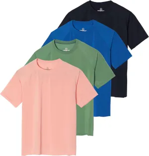 Real Essentials 4 Pack: Women's UPF Short Sleeved Active Rashguard & UV Sun Protection Swimsuit Top (Availabe in Plus Size)