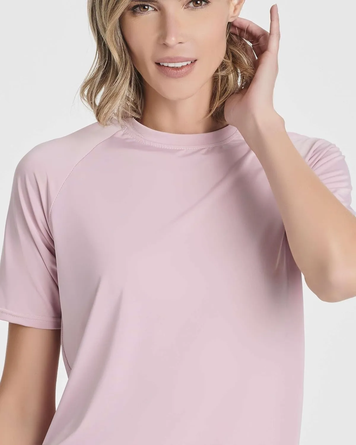 Real Essentials 4 Pack: Women's UPF Short Sleeved Active Rashguard & UV Sun Protection Swimsuit Top (Availabe in Plus Size)