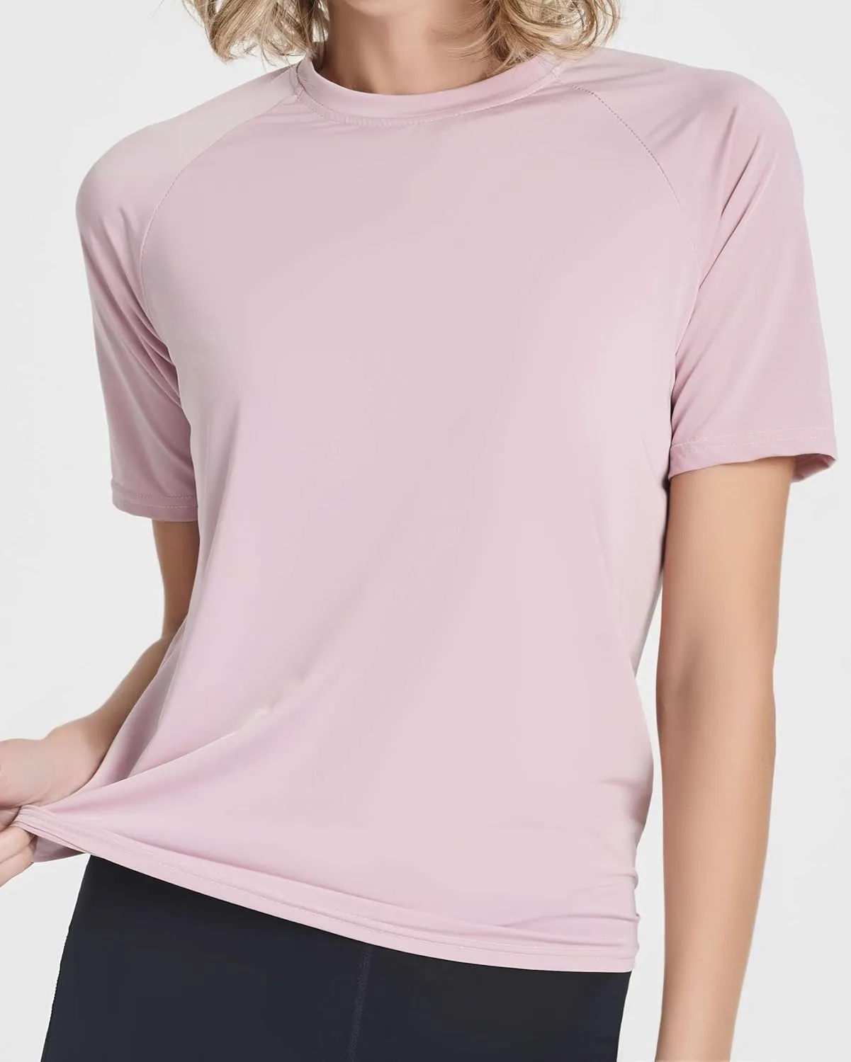 Real Essentials 4 Pack: Women's UPF Short Sleeved Active Rashguard & UV Sun Protection Swimsuit Top (Availabe in Plus Size)