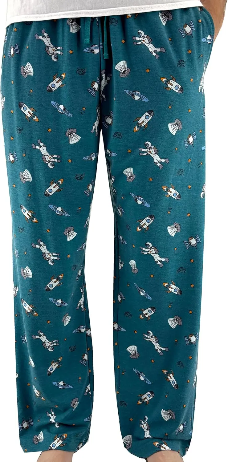 ROCK ATOLL Men's Novelty Print Soft Cotton Knit Long Pajama Lounge Pant Bottoms
