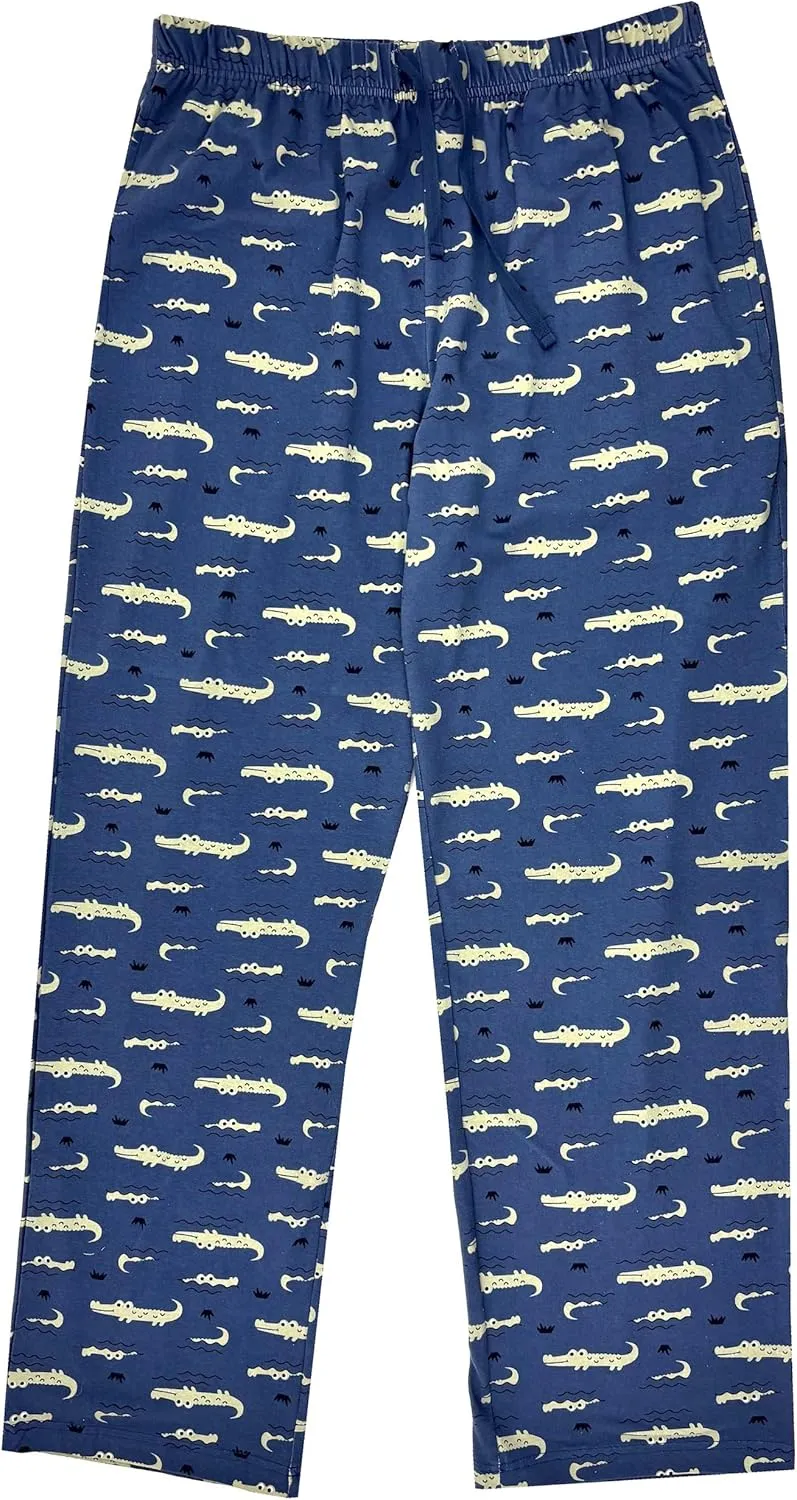 ROCK ATOLL Men's Novelty Print Soft Cotton Knit Long Pajama Lounge Pant Bottoms