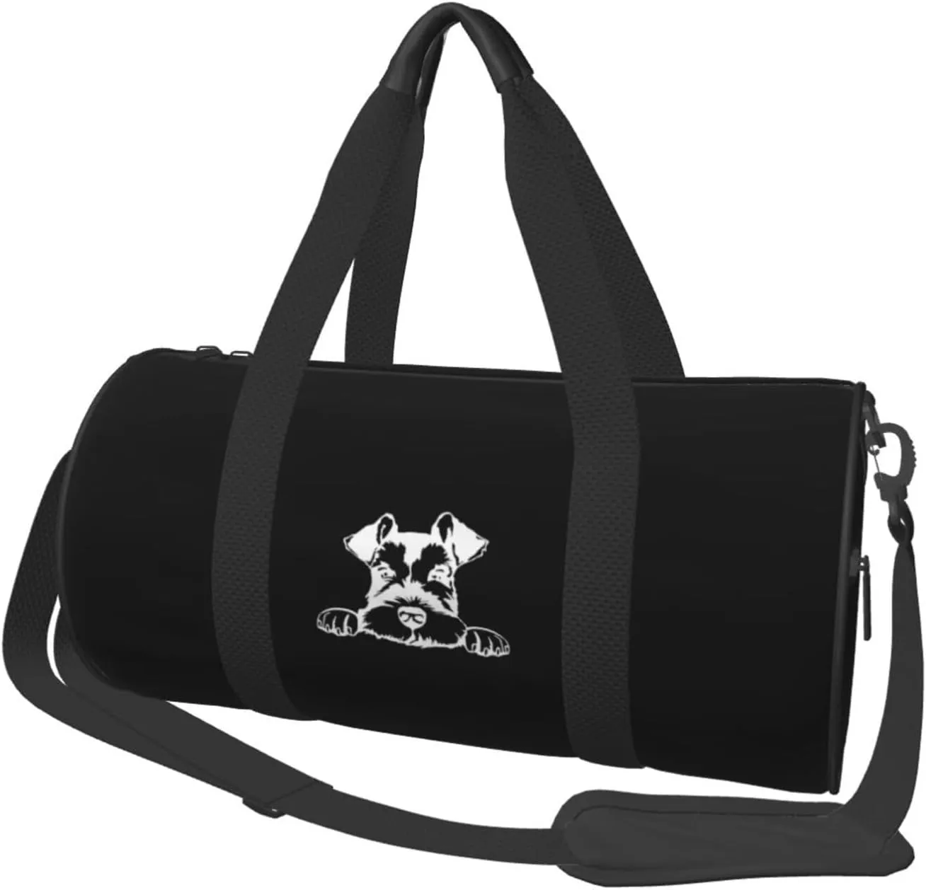 Schnauzer Dog Convertible Garment Bag with Shoulder Strap, Carry on Garment Duffel Bag for Men Women - Rolling Foldable for Travel Luggage Bags (Black)
