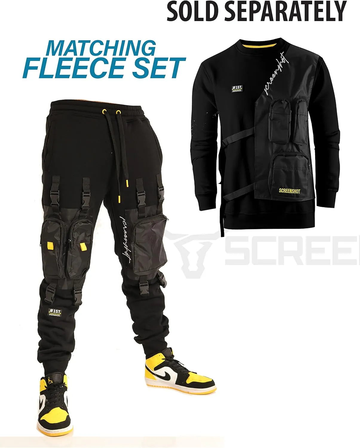 SCREENSHOT Mens Urban NYC Graffiti Hip Hop Fleece Pants Active Fashion Drawstring Sweatpants Bottoms