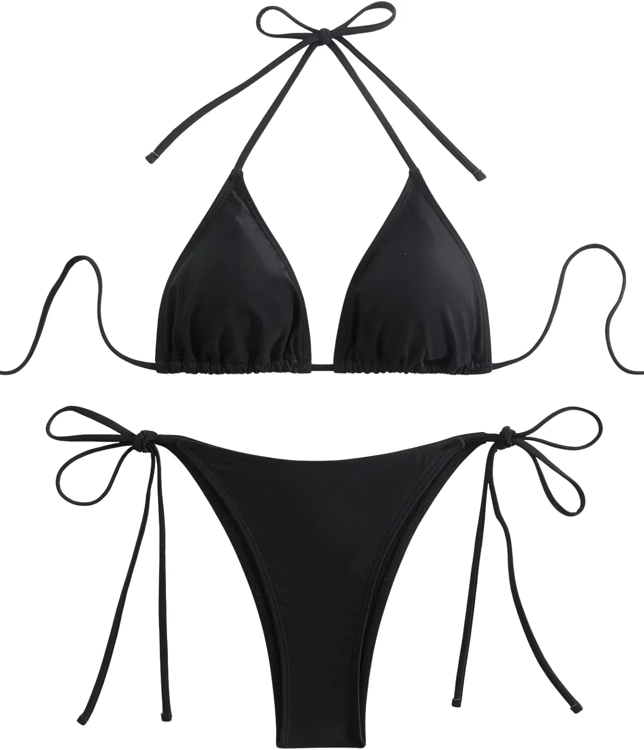 SEGT Women's 2 Piece Floral Print Halter Neck Tie Bikini Set Triangle String Thong Swimsuit Summer Bathing Suits for Women