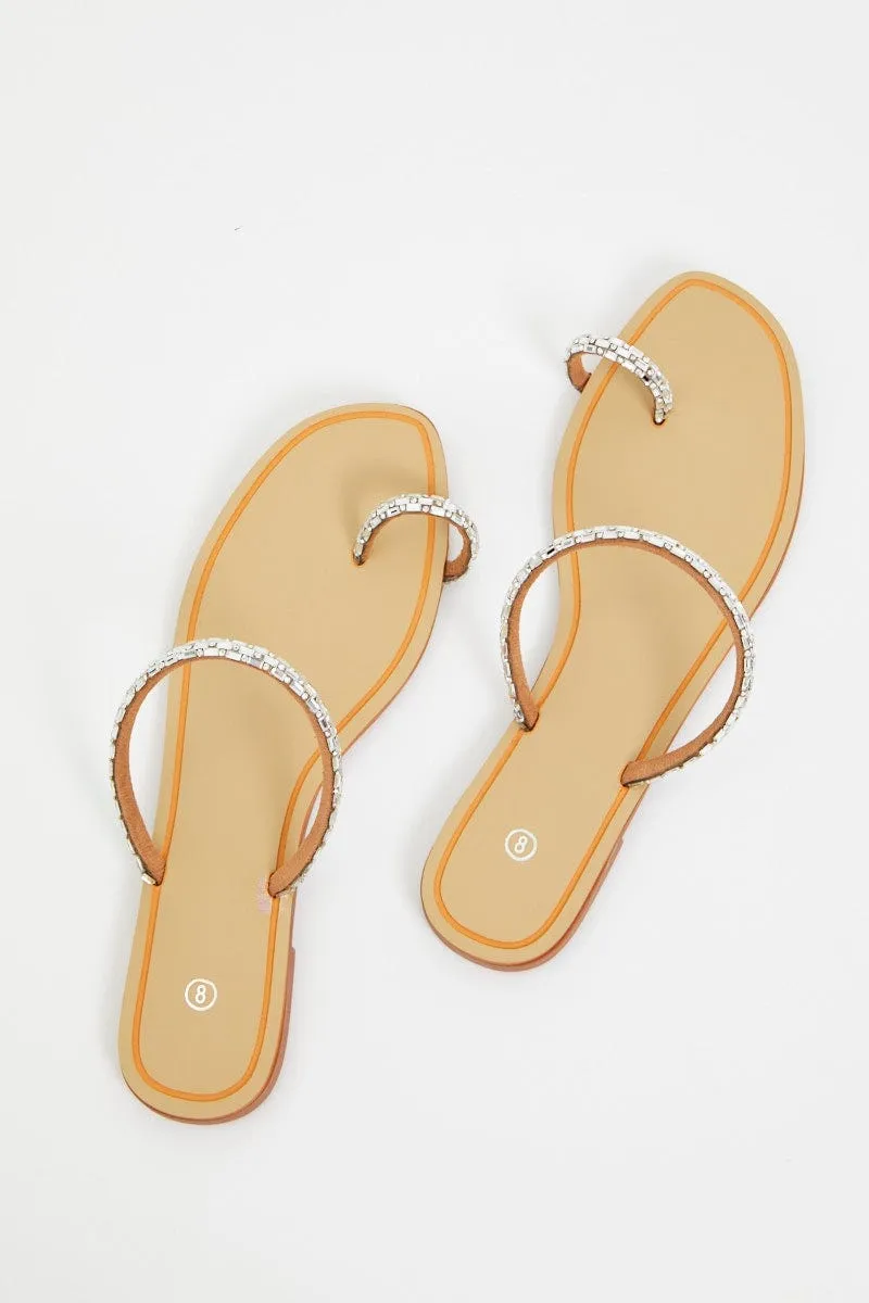Silver Minimal Flat Slides