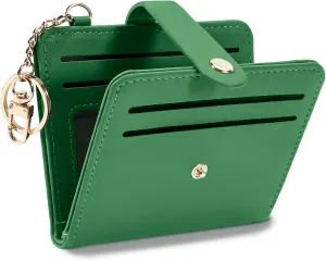 Small Wallets Woman RFID Blocking Leather Credit Card Holder - with ID Window - Card Wallets for Women - with Zipper Coin Purse - Keychain Wallet