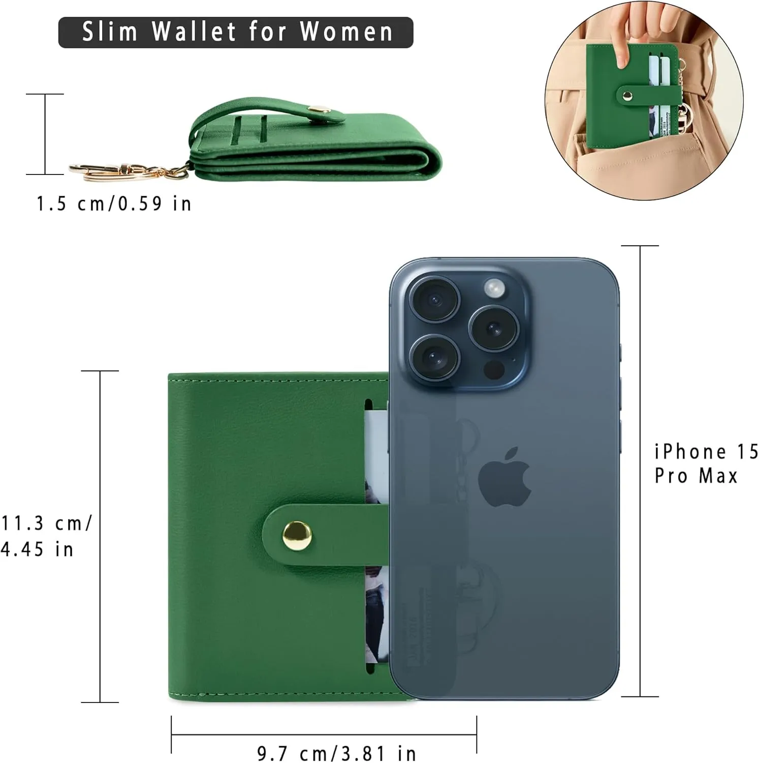 Small Wallets Woman RFID Blocking Leather Credit Card Holder - with ID Window - Card Wallets for Women - with Zipper Coin Purse - Keychain Wallet
