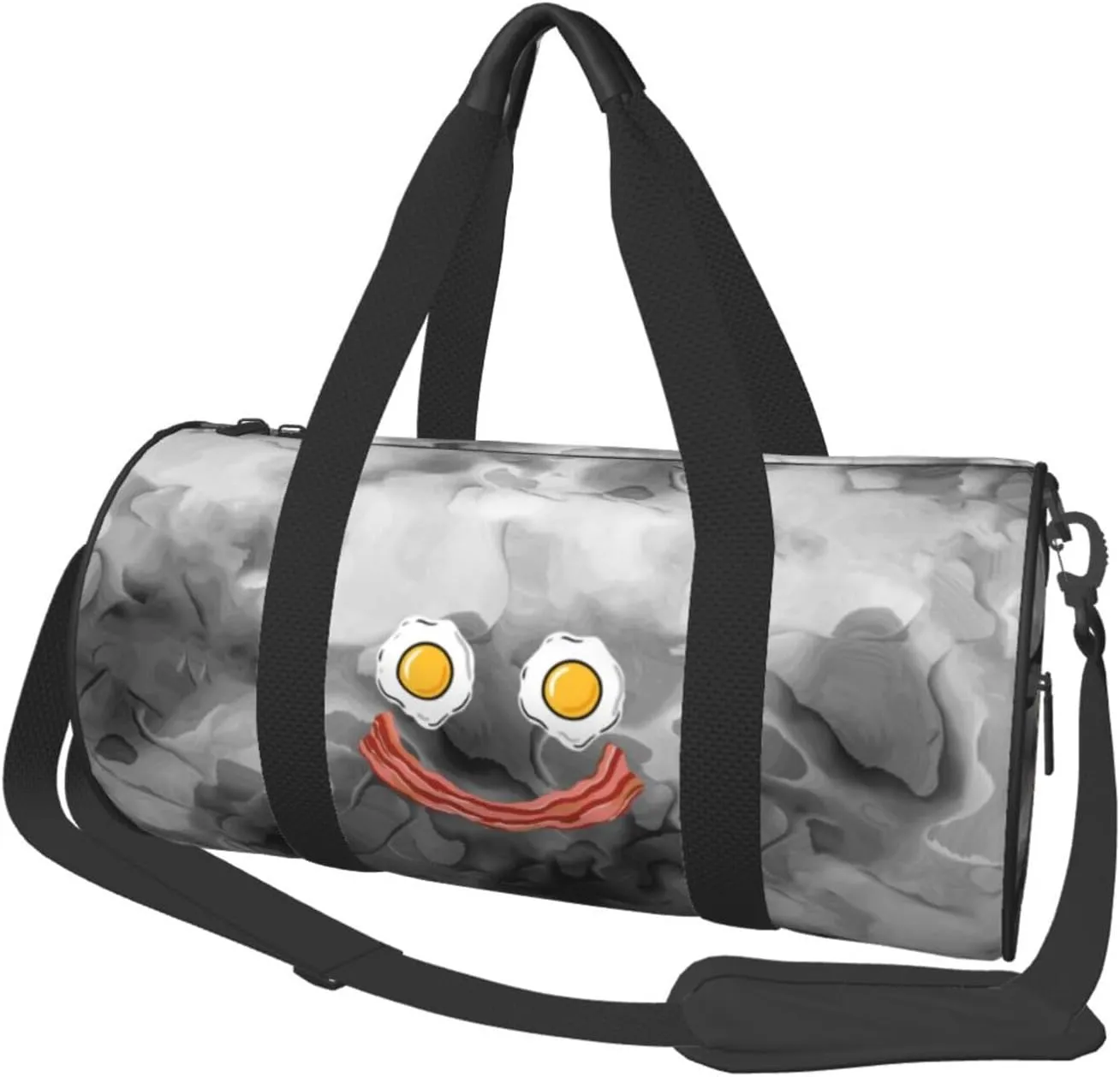 Smiling Egg and Bacon Convertible Garment Bag with Shoulder Strap, Carry on Garment Duffel Bag for Men Women - Rolling Foldable for Travel Luggage Bags (Black)