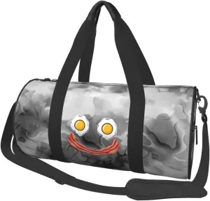 Smiling Egg and Bacon Convertible Garment Bag with Shoulder Strap, Carry on Garment Duffel Bag for Men Women - Rolling Foldable for Travel Luggage Bags (Black)