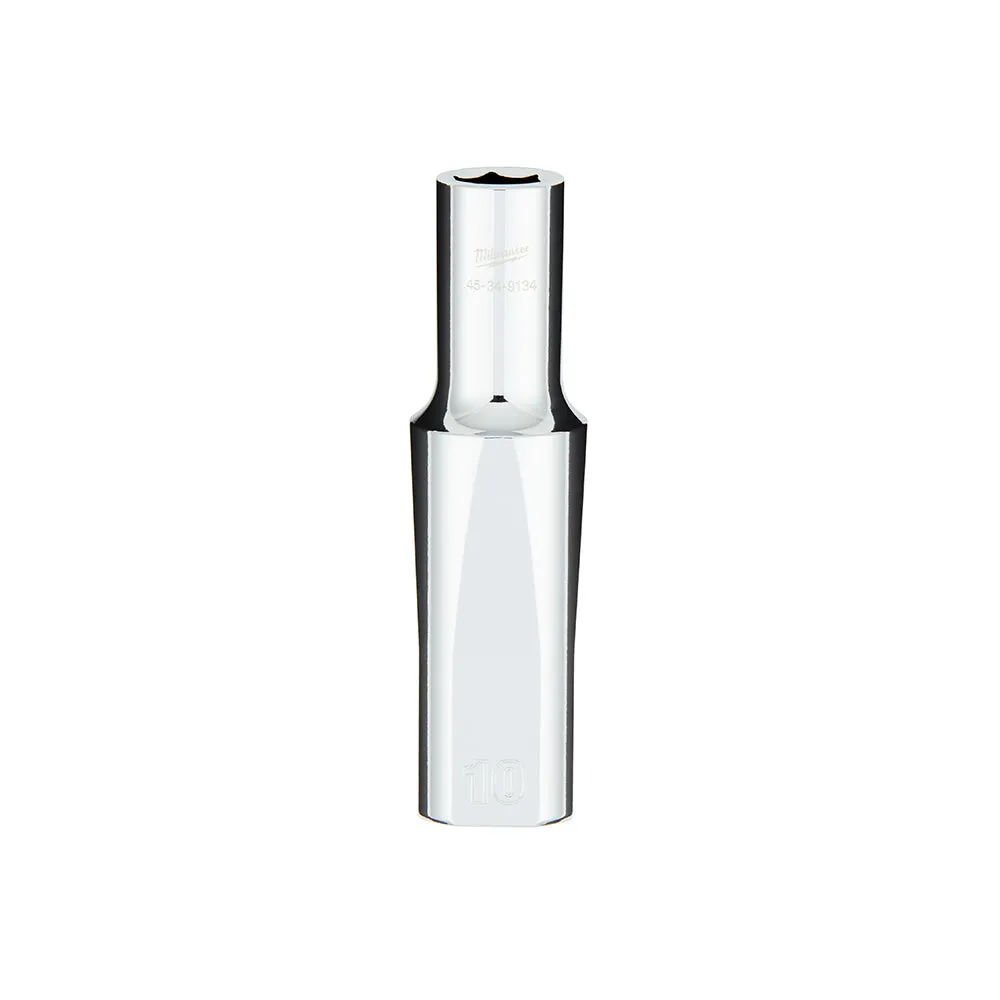 Socket - Milwaukee 1/2 in. Drive 10MM Metric 6-Point Deep Socket with FOUR FLAT™ Sides, 45-34-9134