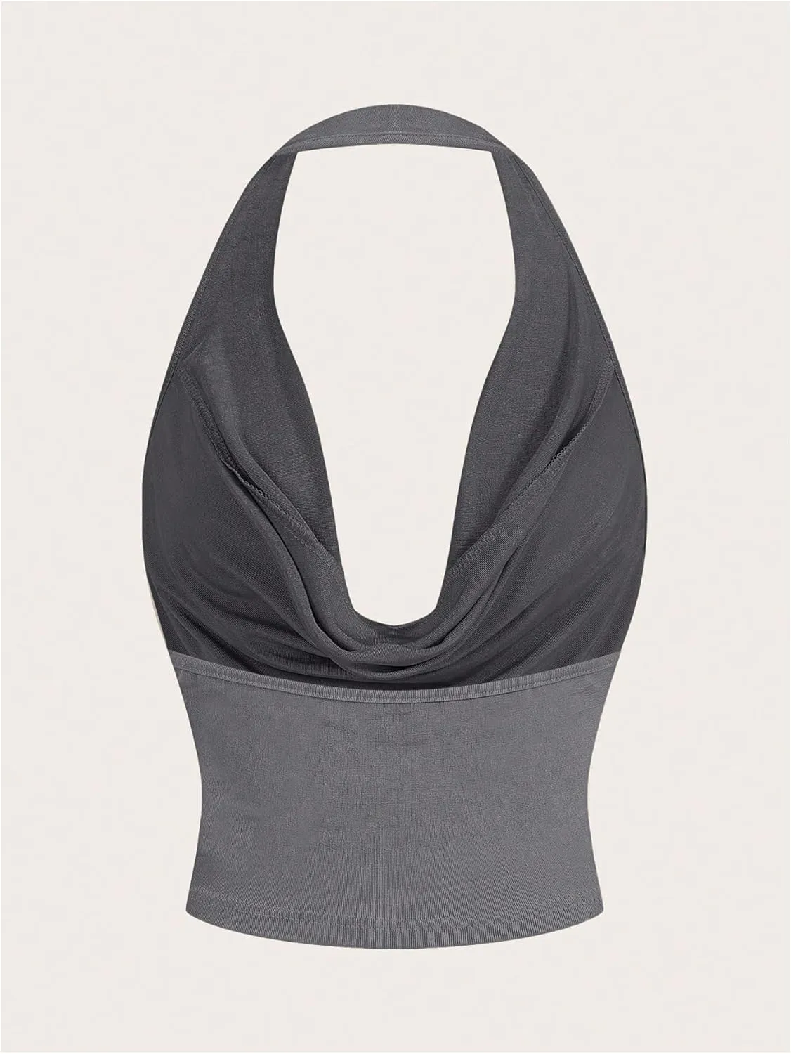 SOLY HUX Women's Cowl Neck Halter Neck Going Out Tops Open Back Sleeveless Y2k Crop Tank Top
