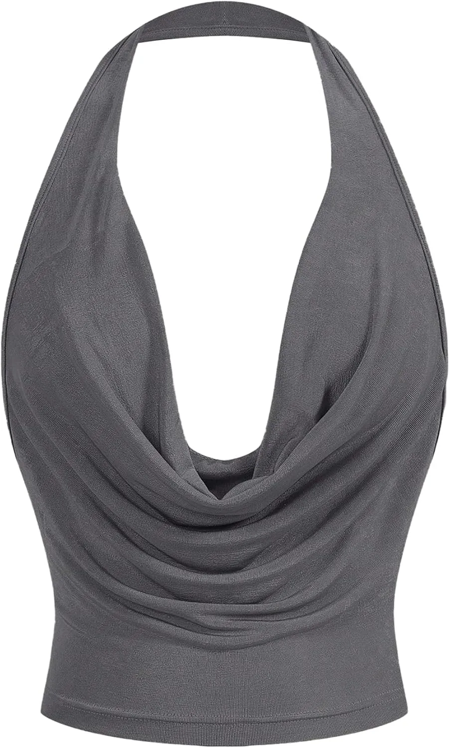 SOLY HUX Women's Cowl Neck Halter Neck Going Out Tops Open Back Sleeveless Y2k Crop Tank Top