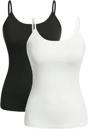 SOLY HUX Women's Plus Size 2 Piece Cami Top Spaghetti Strap Casual Solid Basic Camisole Tops