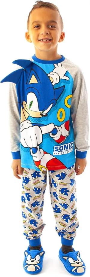 Sonic The Hedgehog Pajamas Boys Kids Character Costume Blue PJs