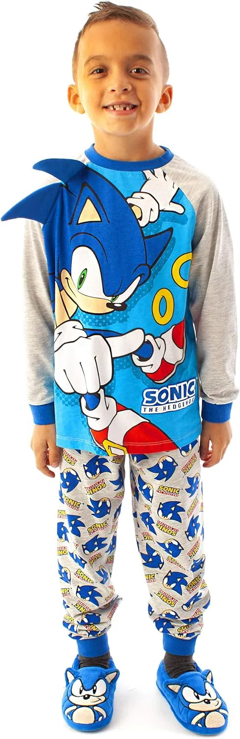 Sonic The Hedgehog Pajamas Boys Kids Character Costume Blue PJs
