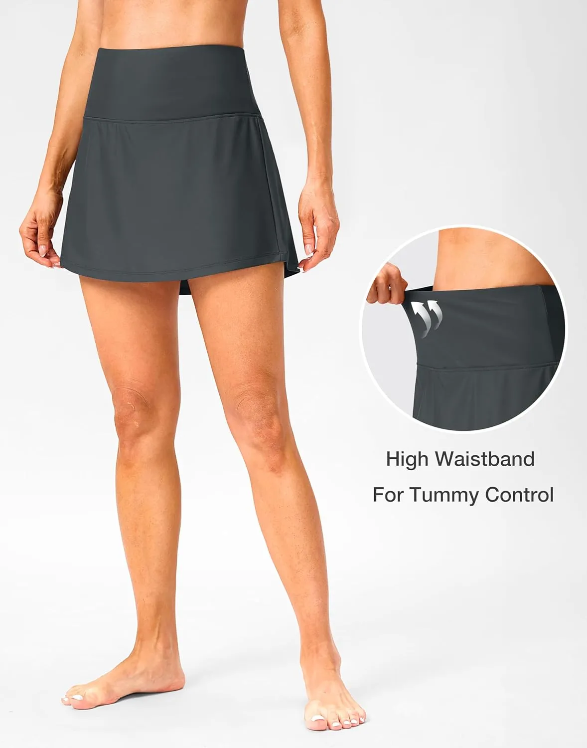Soothfeel Women's High Waisted Swim Skirt with Pocket Tummy Control Tankini Swimsuit Bathing Suit Skirt Bottom for Women