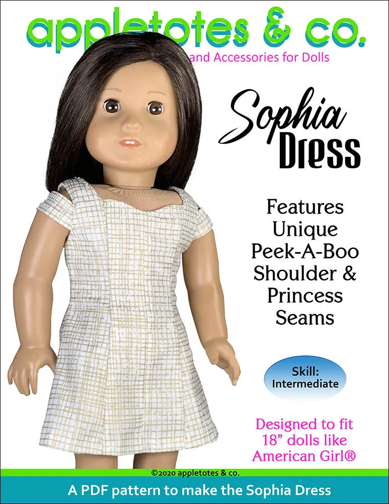 Sophia Dress Sewing Pattern for 18 Inch Dolls