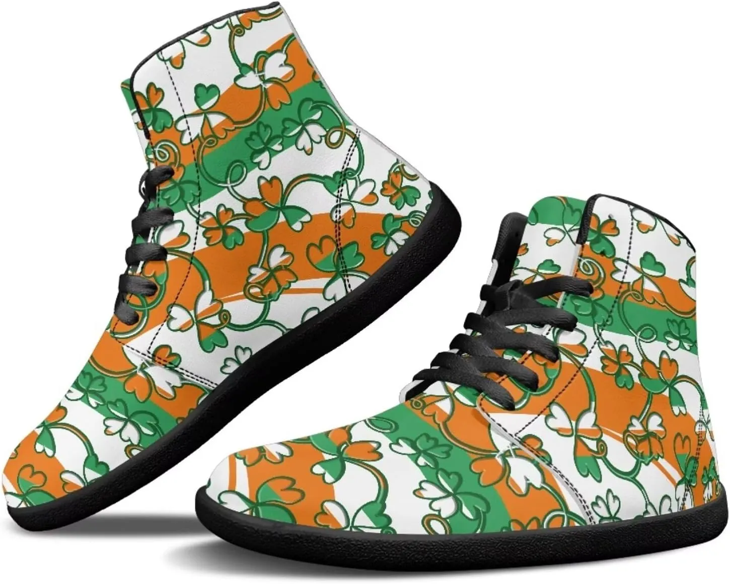St. Patrick's Day Design Mens High Top Sneakers Women Barefoot Shoes Minimalist Lace Up Zero Drop Sole Wide Tow Running Shoes