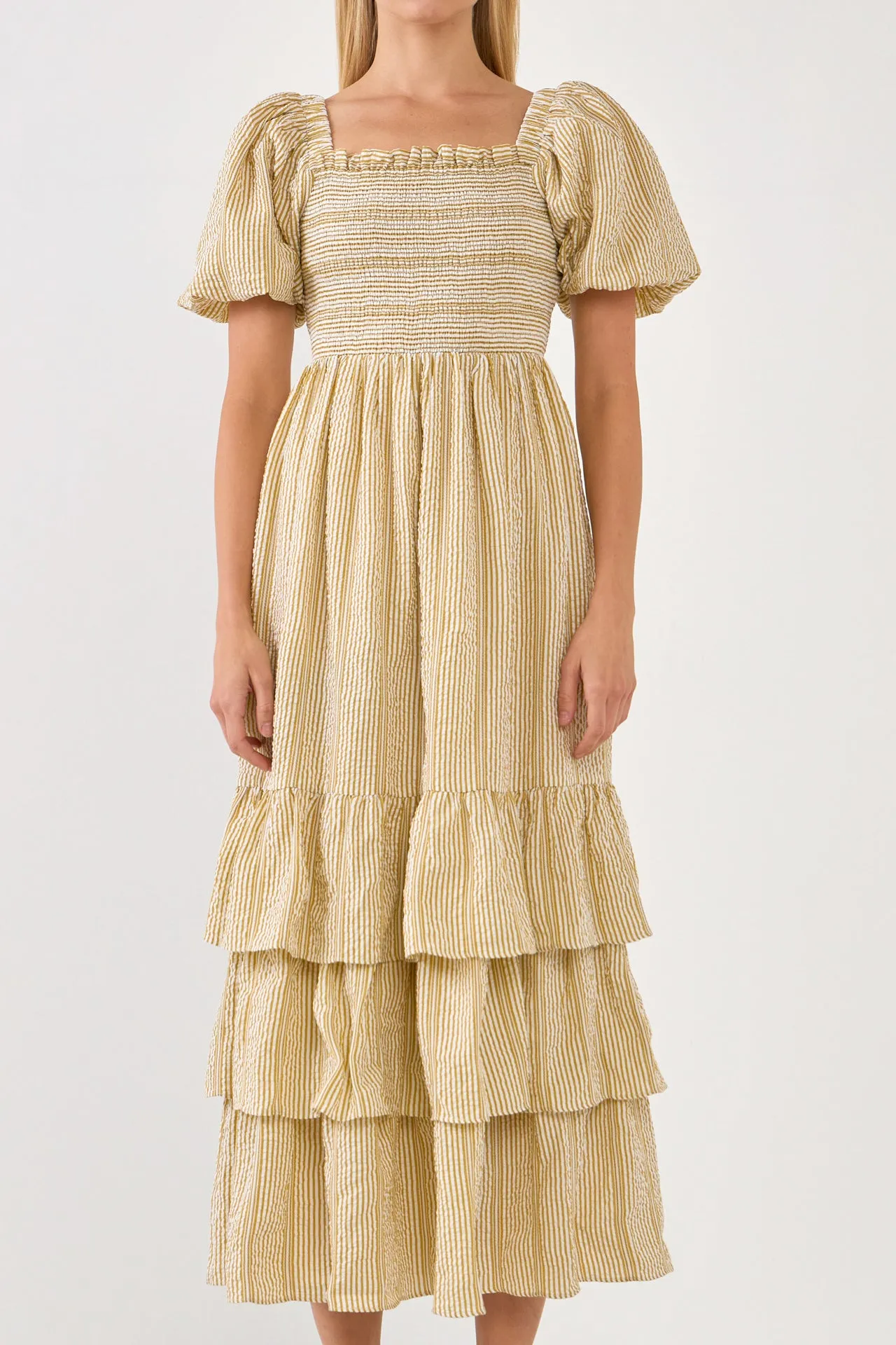 Striped Maxi Dress with Ruffles