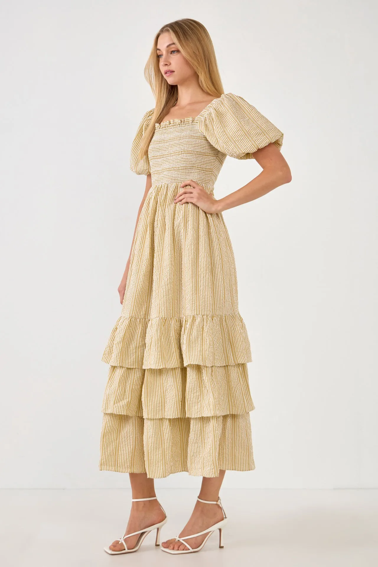 Striped Maxi Dress with Ruffles