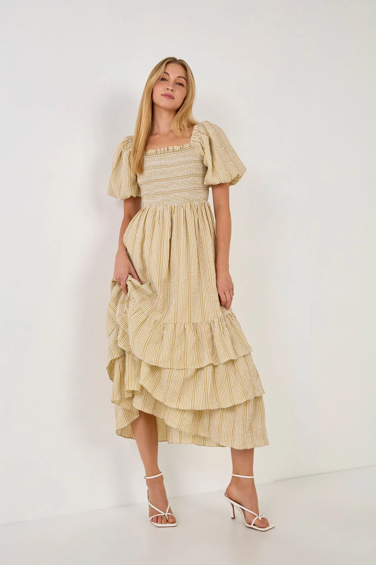 Striped Maxi Dress with Ruffles