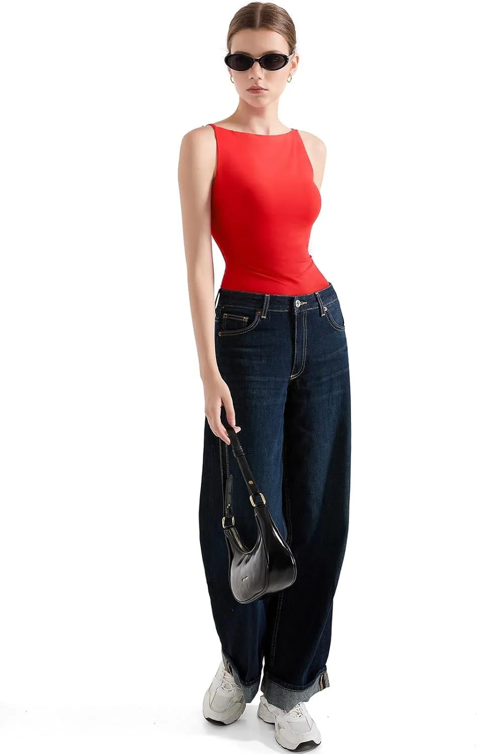 SUUKSESS Women Double Lined Boat Neck Tank Tops 2025 Y2K Going Out Basic Cami Shirts