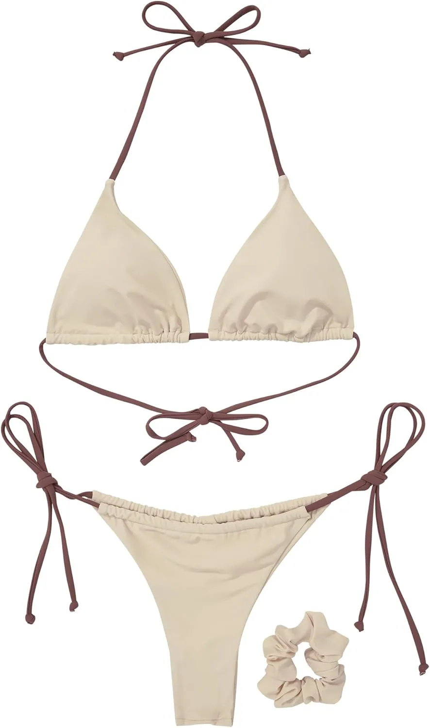 SUUKSESS Women String Bikini Set Tie Side Thong Sexy Halter Swimsuits 2 Pieces