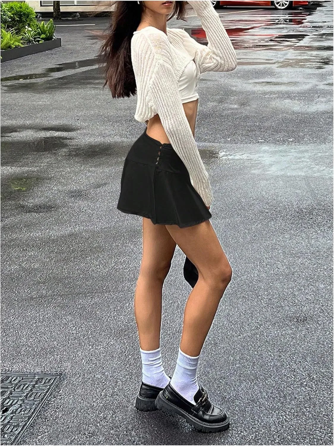 SweatyRocks Women's Ruffled Mini Skorts Skirt Shorts Low Waist A Line Y2K Summer Satin Skorts