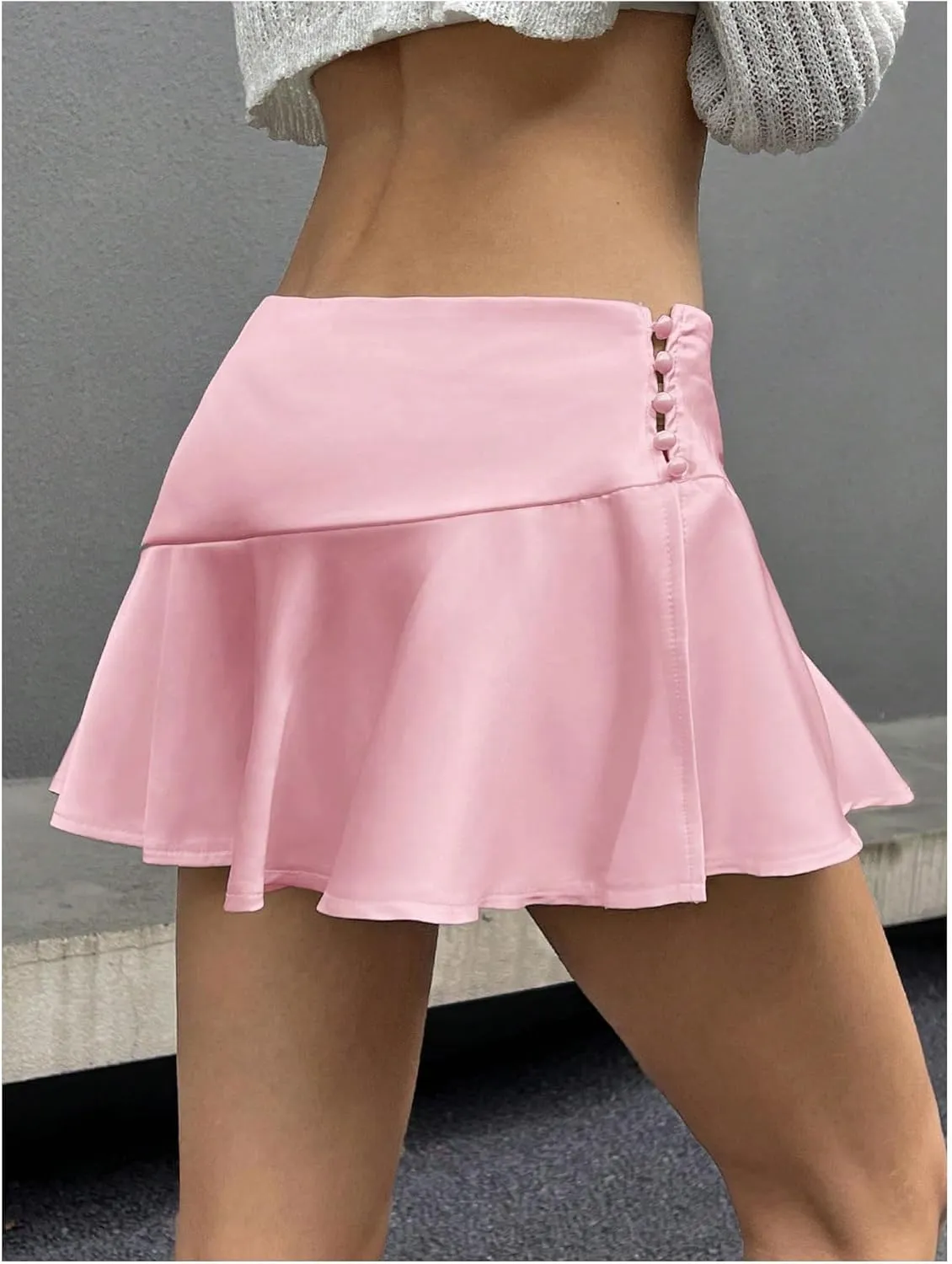 SweatyRocks Women's Ruffled Mini Skorts Skirt Shorts Low Waist A Line Y2K Summer Satin Skorts