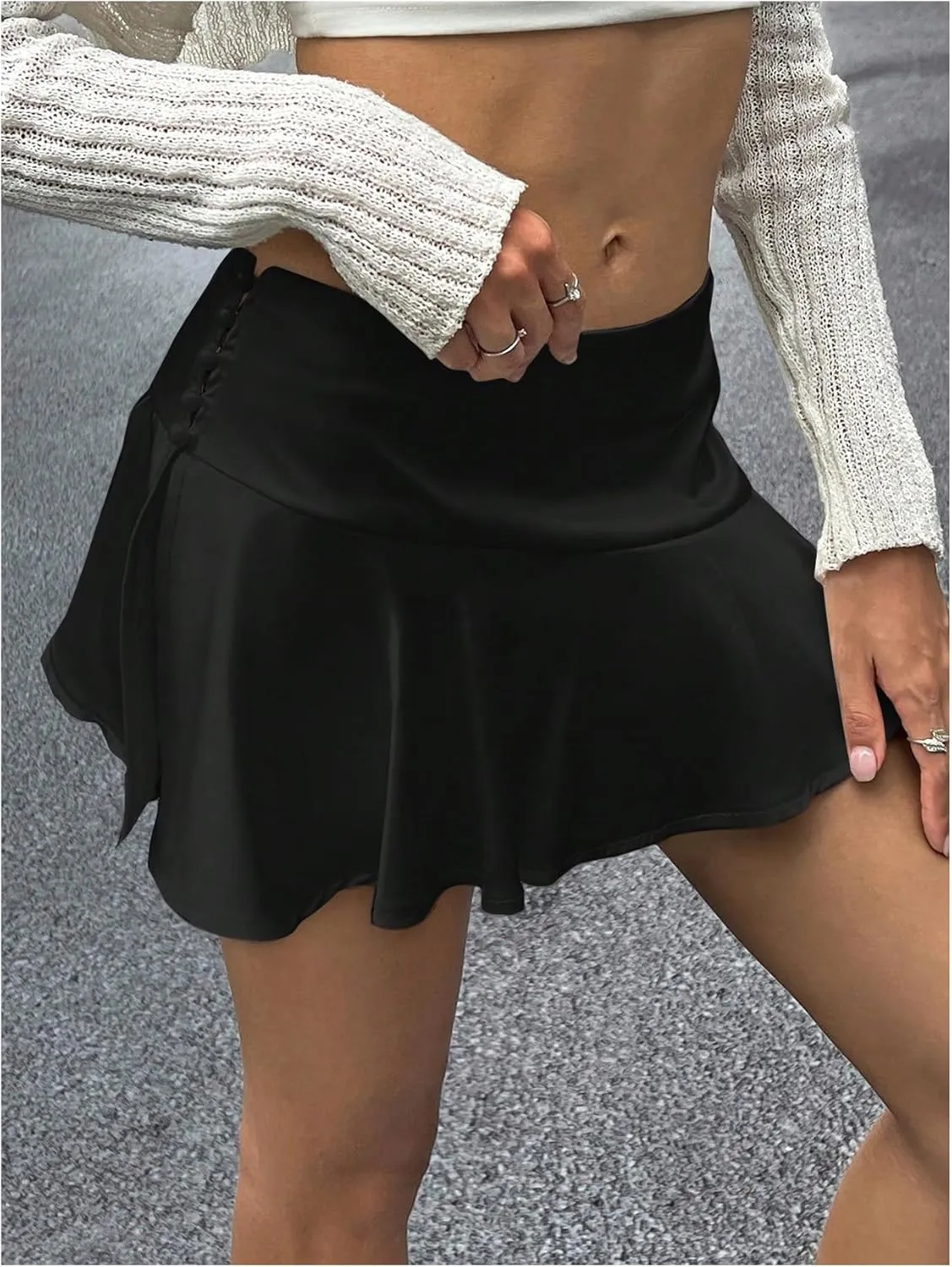 SweatyRocks Women's Ruffled Mini Skorts Skirt Shorts Low Waist A Line Y2K Summer Satin Skorts