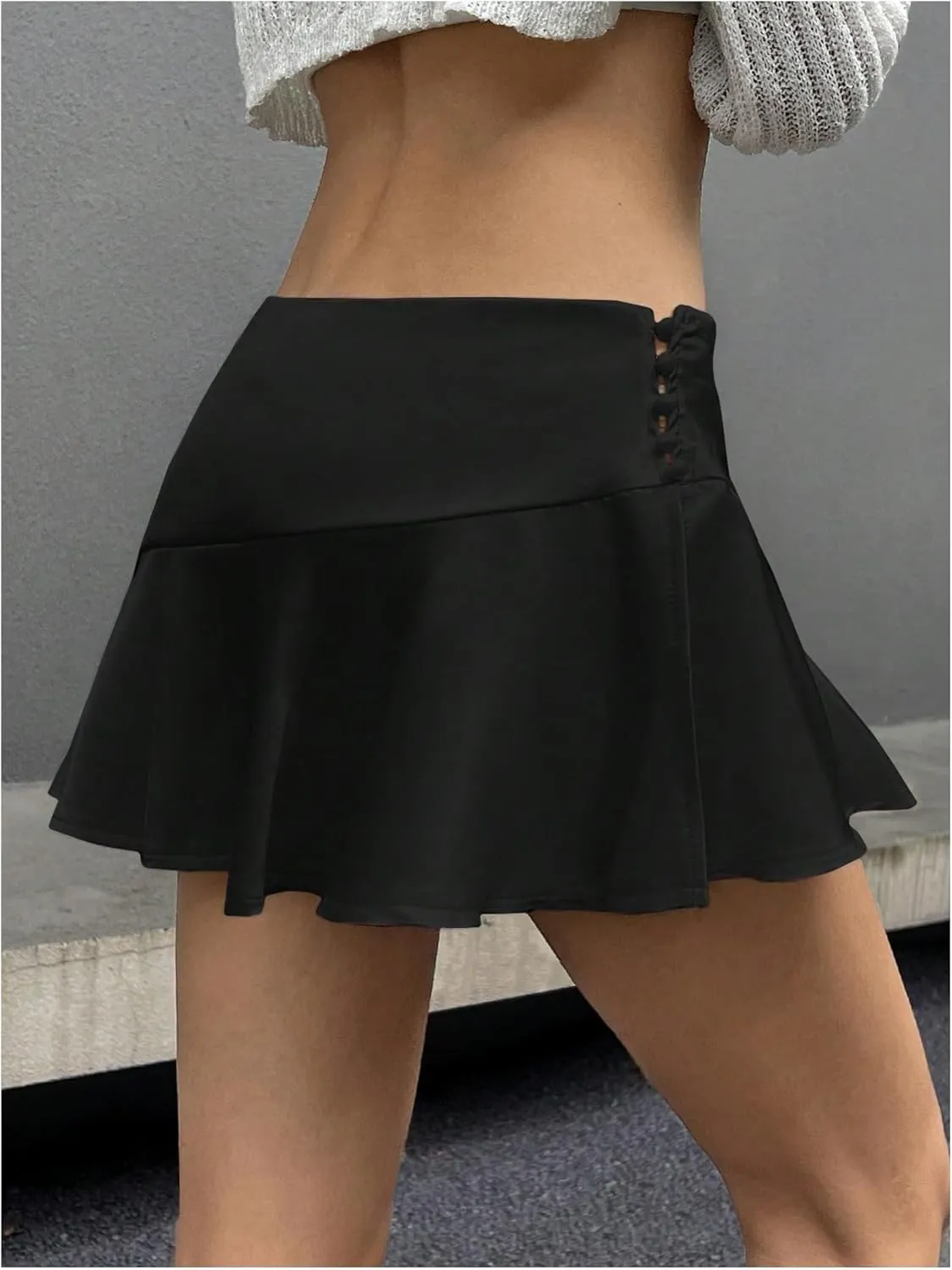 SweatyRocks Women's Ruffled Mini Skorts Skirt Shorts Low Waist A Line Y2K Summer Satin Skorts