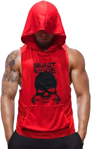SZKANI Mens Skull Print Sleeveless Fitness Vest Bodybuilding Stringers Workout Tank Tops