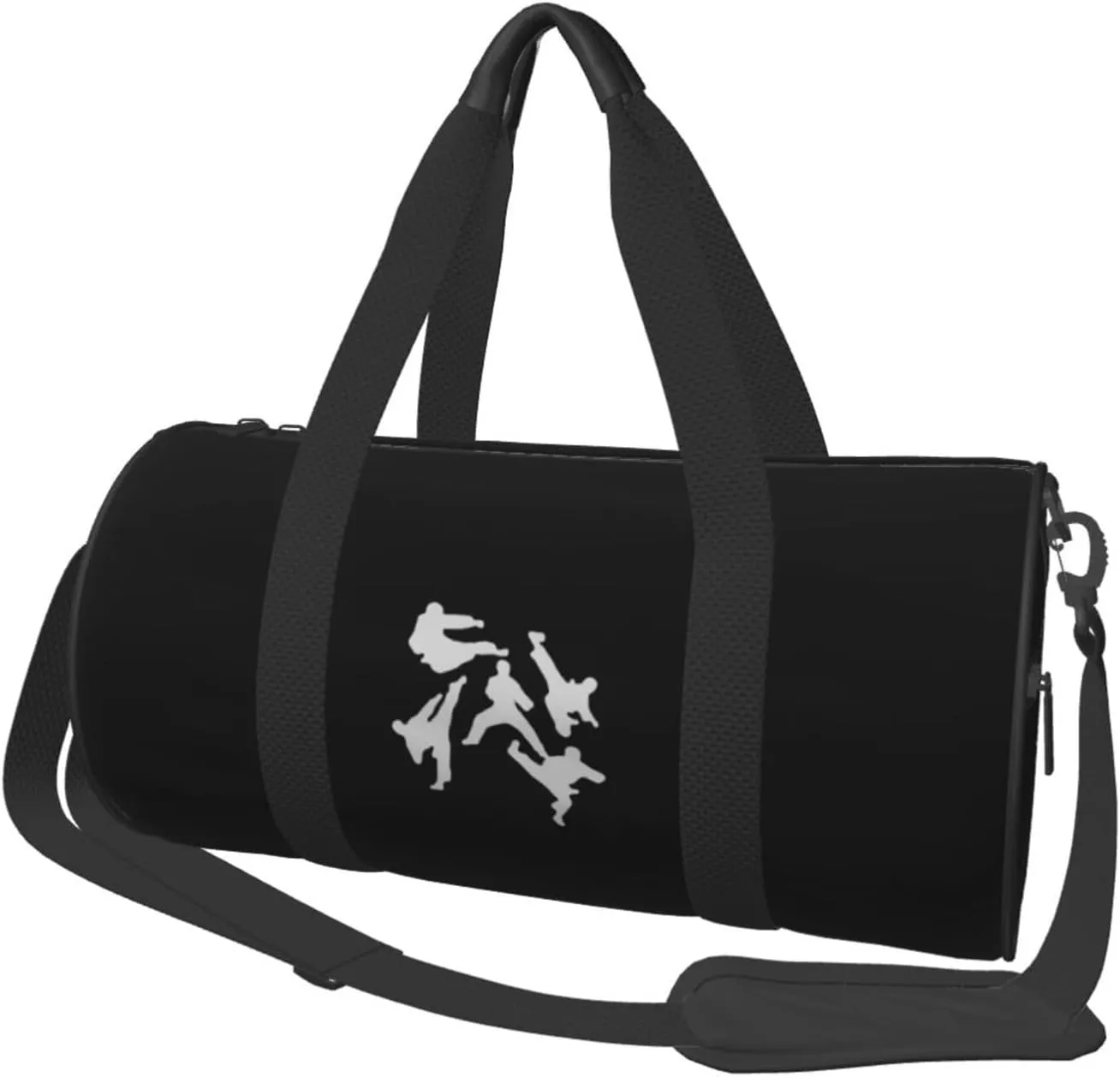 Taekwondo Silhouette Convertible Garment Bag with Shoulder Strap, Carry on Garment Duffel Bag for Men Women - Rolling Foldable for Travel Luggage Bags (Black)