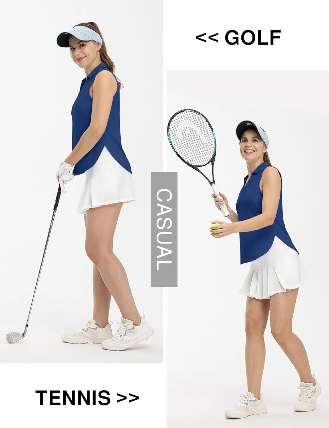 TBMPOY Women's Golf Sleeveless Polo Collared Tennis Tank Tops Shirts UPF 50  Sun Protection Quick Dry Athletic