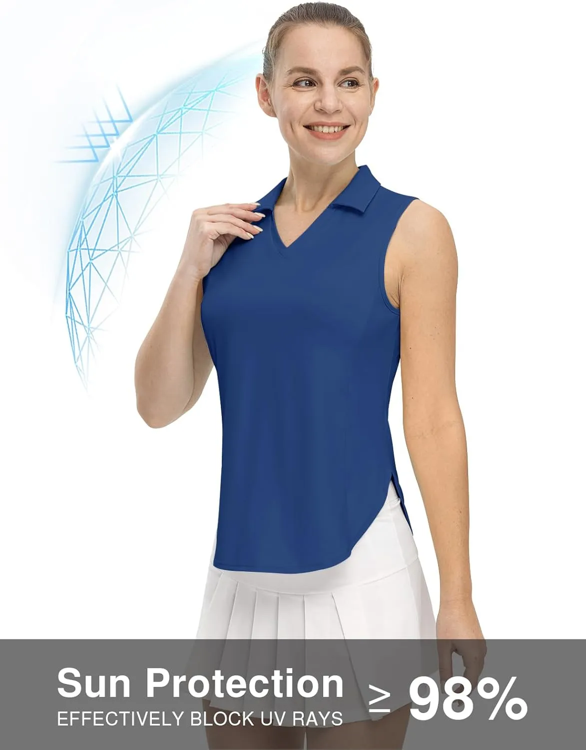 TBMPOY Women's Golf Sleeveless Polo Collared Tennis Tank Tops Shirts UPF 50  Sun Protection Quick Dry Athletic