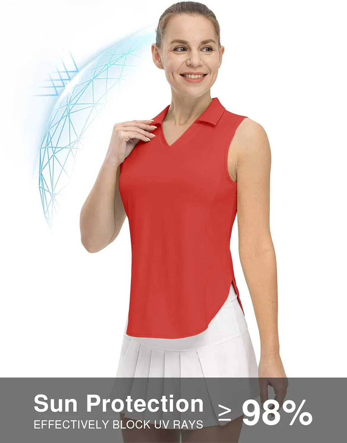 TBMPOY Women's Golf Sleeveless Polo Collared Tennis Tank Tops Shirts UPF 50  Sun Protection Quick Dry Athletic
