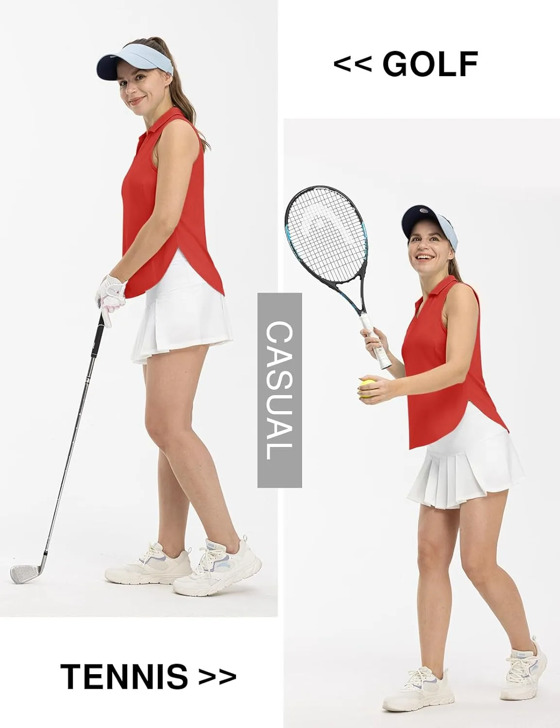 TBMPOY Women's Golf Sleeveless Polo Collared Tennis Tank Tops Shirts UPF 50  Sun Protection Quick Dry Athletic