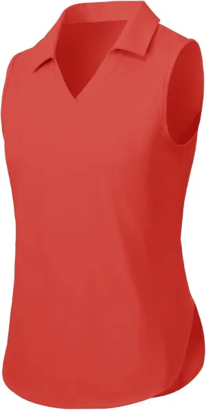 TBMPOY Women's Golf Sleeveless Polo Collared Tennis Tank Tops Shirts UPF 50  Sun Protection Quick Dry Athletic