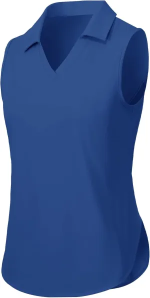 TBMPOY Women's Golf Sleeveless Polo Collared Tennis Tank Tops Shirts UPF 50  Sun Protection Quick Dry Athletic