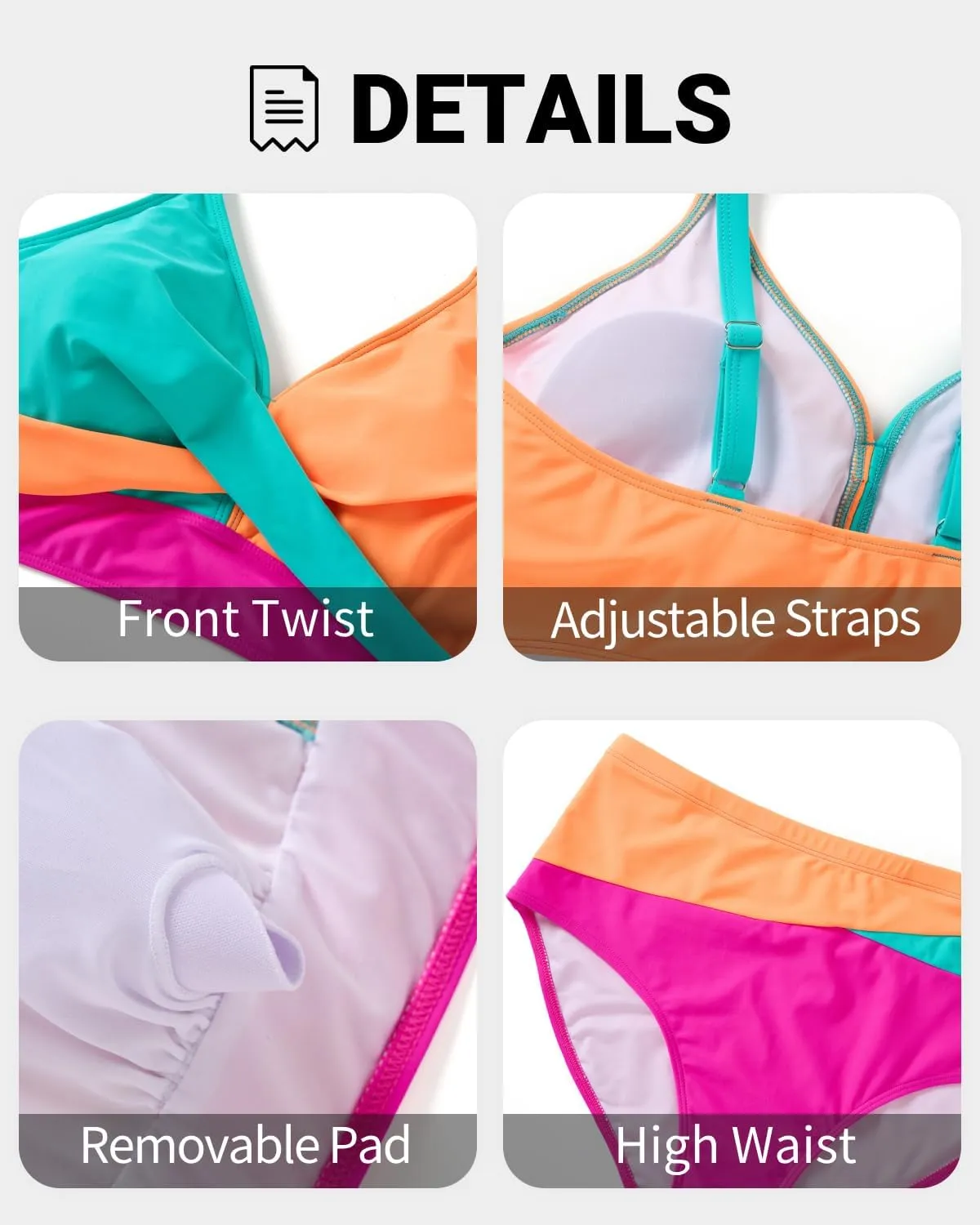 Tempt Me Plus Size Two Piece Swimsuit - Women High Waisted Bikini Set Tummy Control Bathing Suits
