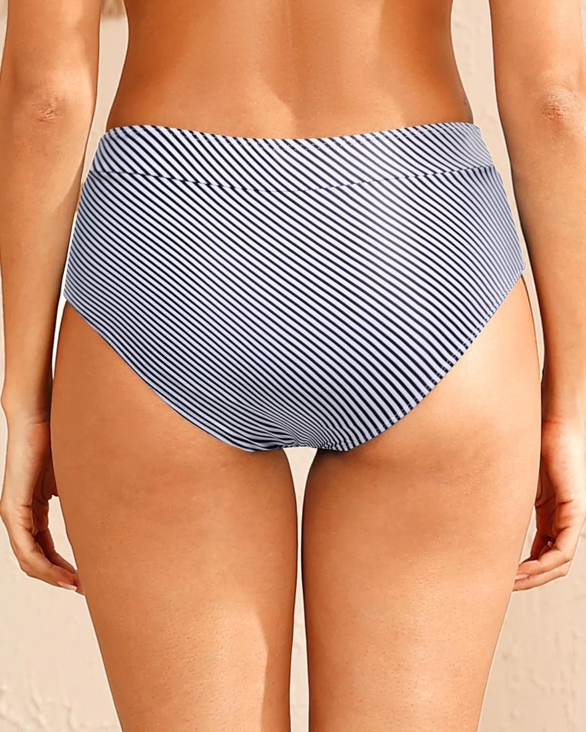 Tempt Me Women Mid Waist Bikini Bottoms - Full Coverage Bathing Suit Swim Bottom Swimsuit Swimwear