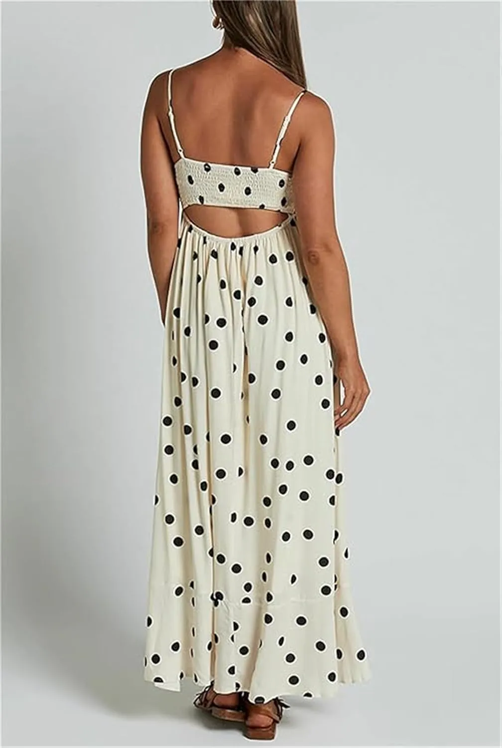 Thopavenoir Women Summer Striped Long Dress Spaghetti Strap Tiered Slip Maxi Dresses Flowy Swing Beach Vocation Sundresses