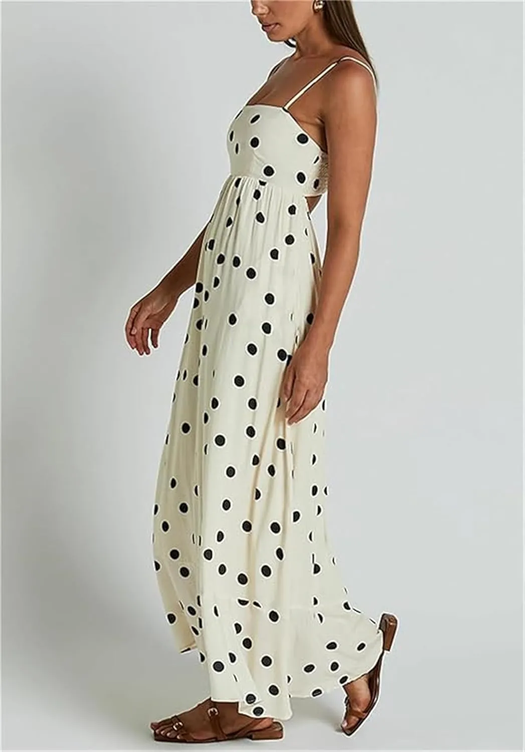 Thopavenoir Women Summer Striped Long Dress Spaghetti Strap Tiered Slip Maxi Dresses Flowy Swing Beach Vocation Sundresses