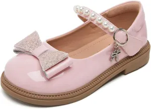 Toddler Girl's Bow Princess Dress Shoes Wedding Party Flower Girl Mary Janes Ballet Flats for Kids
