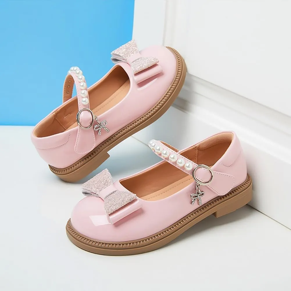 Toddler Girl's Bow Princess Dress Shoes Wedding Party Flower Girl Mary Janes Ballet Flats for Kids