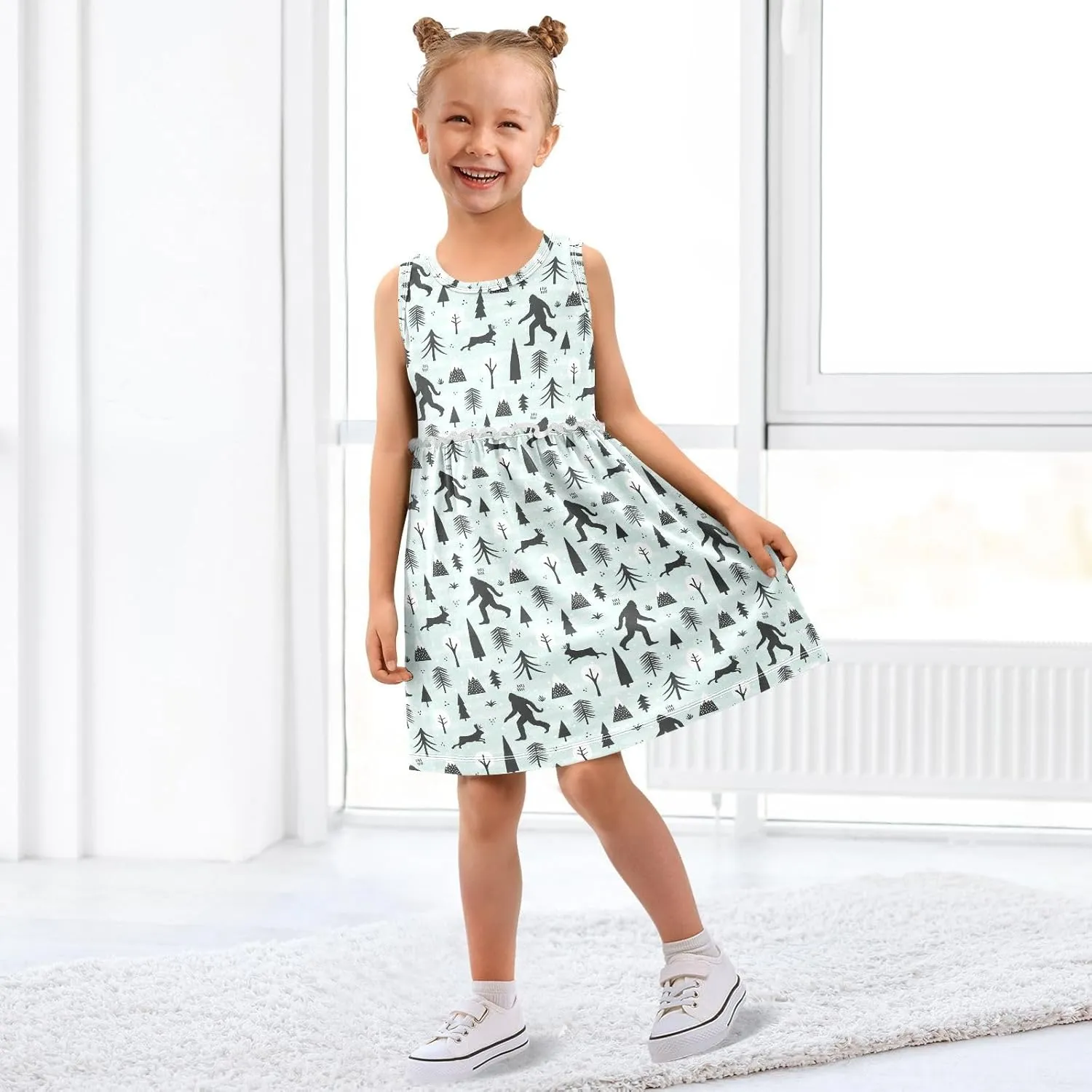 Toddler Girls Dress Sleeveless Cotton Casual Clothes for Home Party Beach Sundress 2-8Y