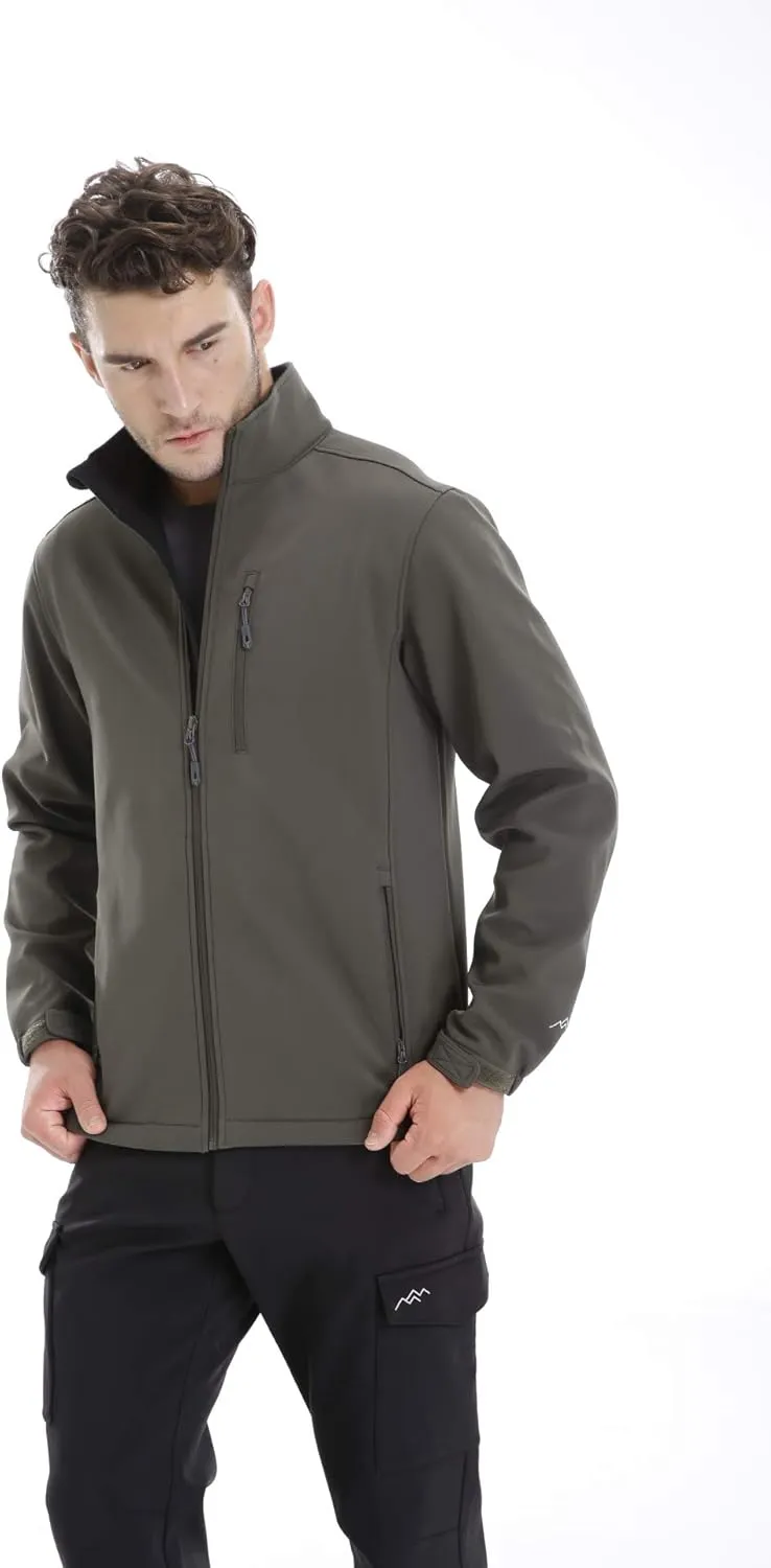 TRAILSIDE SUPPLY CO. Men's Softshell Jacket Fleece Lined Windbreaker,Lightweight Water Resistant Winter Coat